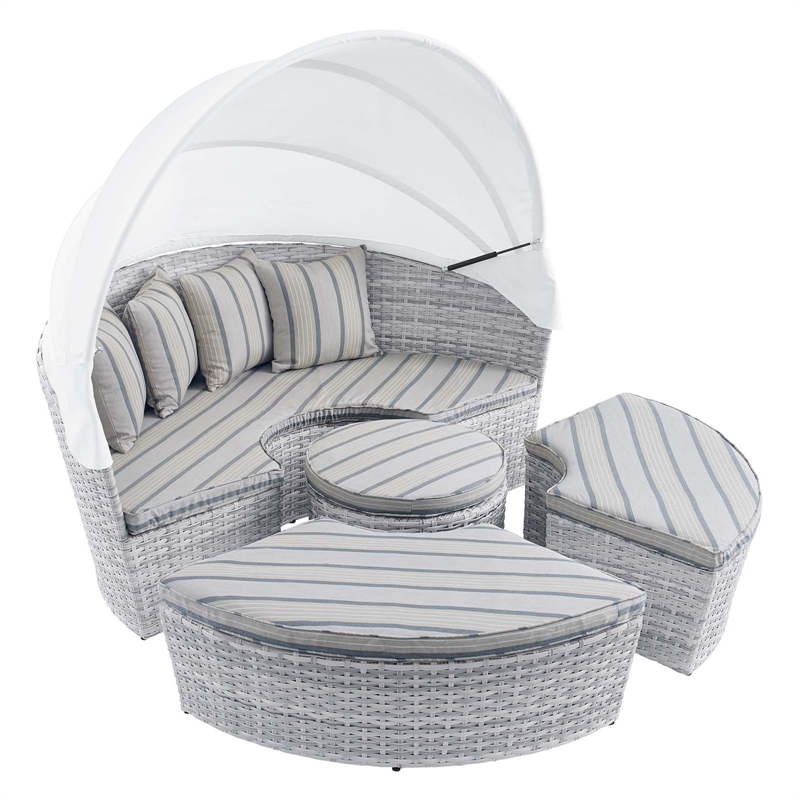 Modway Scottsdale Fabric Canopy Patio Daybed in Light Gray/Pebble Gray