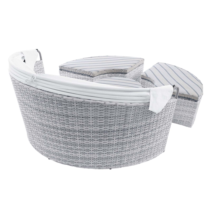 Modway Scottsdale Fabric Canopy Patio Daybed in Light Gray/Pebble Gray