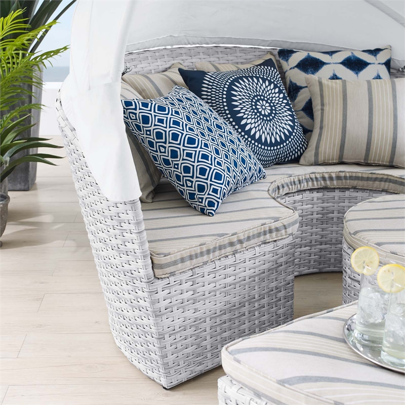 Modway Scottsdale Fabric Canopy Patio Daybed in Light Gray/Pebble Gray