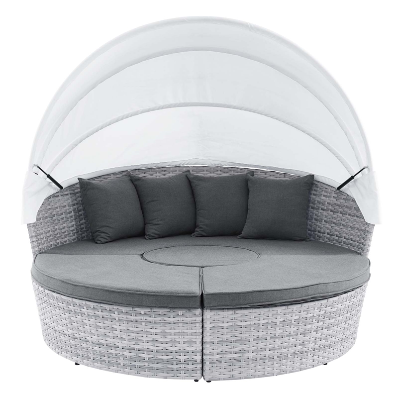 Modway Scottsdale Fabric Canopy Patio Daybed in Light Gray/Slate Gray