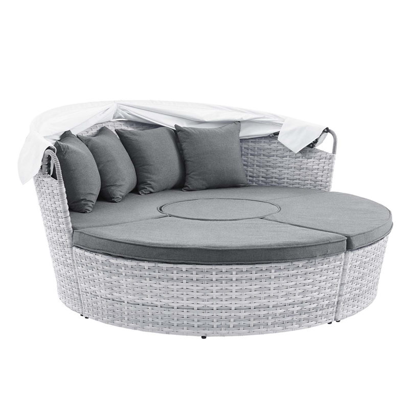 Modway Scottsdale Fabric Canopy Patio Daybed in Light Gray/Slate Gray