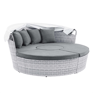 Modway Scottsdale Fabric Canopy Patio Daybed in Light Gray/Slate Gray