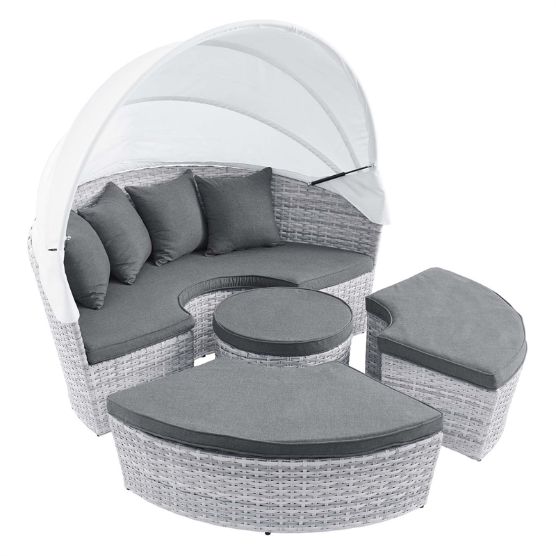 Modway Scottsdale Fabric Canopy Patio Daybed in Light Gray/Slate Gray