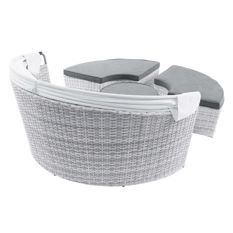 Modway Scottsdale Fabric Canopy Patio Daybed in Light Gray/Slate Gray