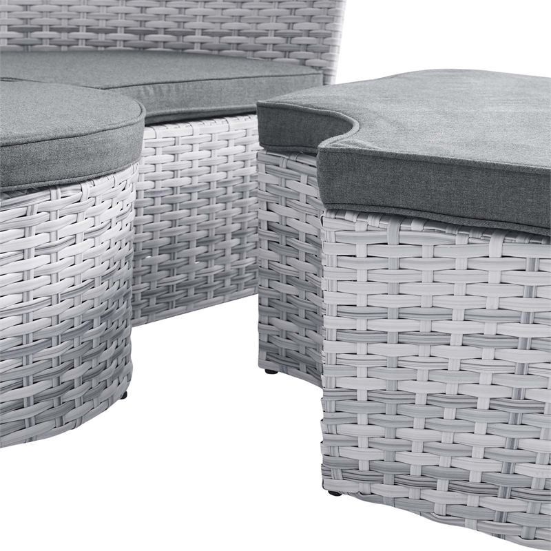 Modway Scottsdale Fabric Canopy Patio Daybed in Light Gray/Slate Gray