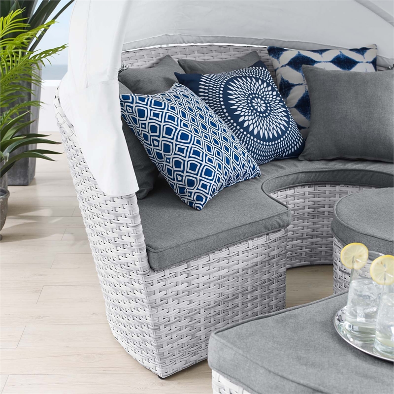 Modway Scottsdale Fabric Canopy Patio Daybed in Light Gray/Slate Gray