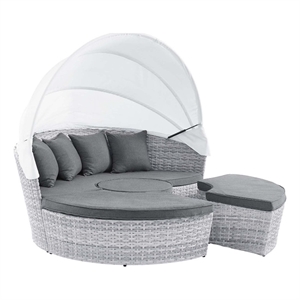 modway scottsdale aluminum fabric canopy patio daybed in light gray