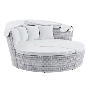 Modway Scottsdale Fabric Canopy Patio Daybed in Light Gray/White