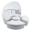 Modway Scottsdale Fabric Canopy Patio Daybed in Light Gray/White