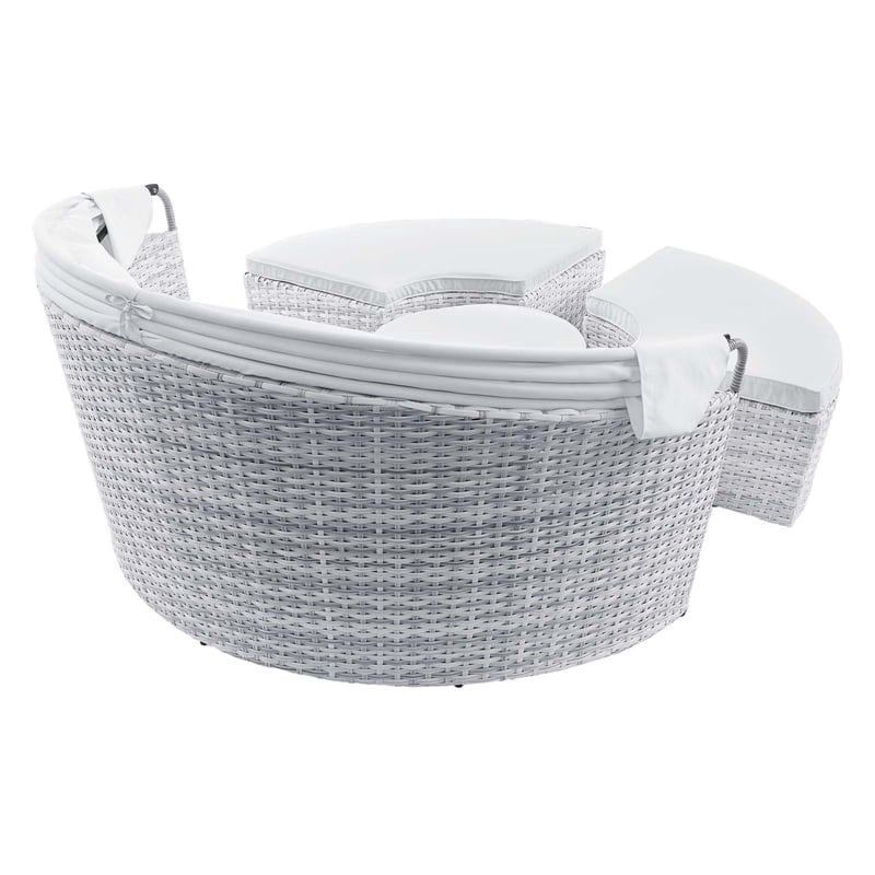 Modway Scottsdale Fabric Canopy Patio Daybed in Light Gray/White