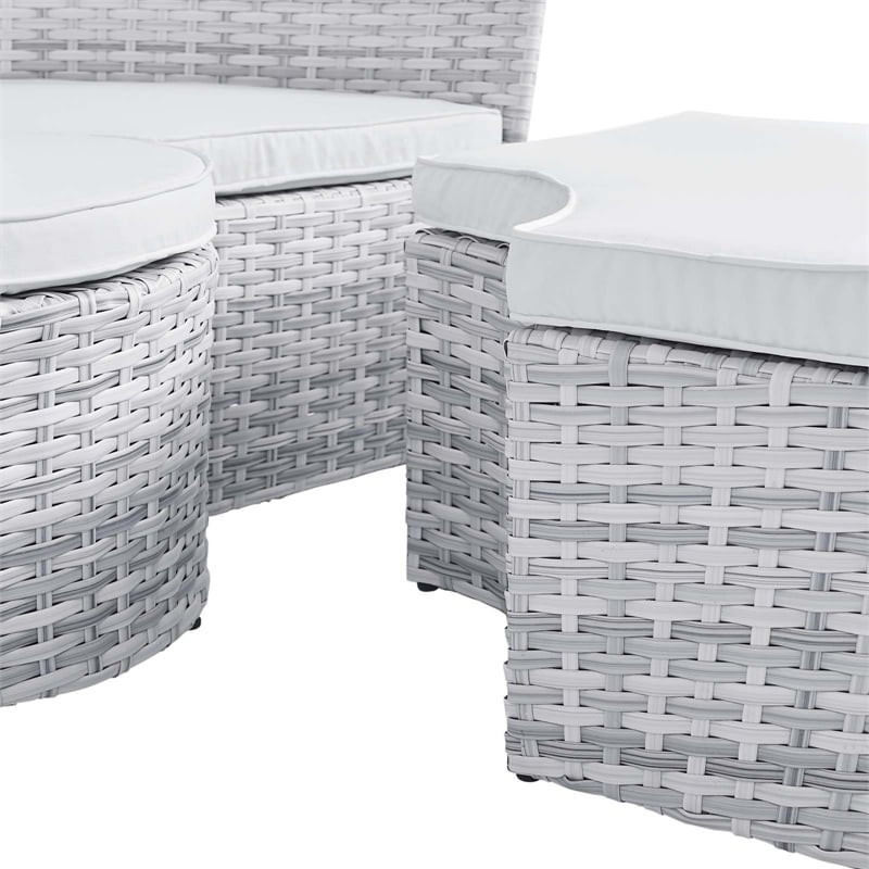 Modway Scottsdale Fabric Canopy Patio Daybed in Light Gray/White