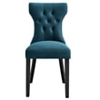 Modway Silhouette Polyester Fabric and Rubberwood Dining Side Chair in Azure