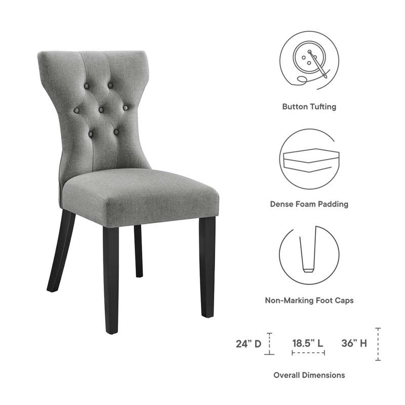 Modway Silhouette Polyester Fabric and Rubberwood Dining Side Chair - Light Gray