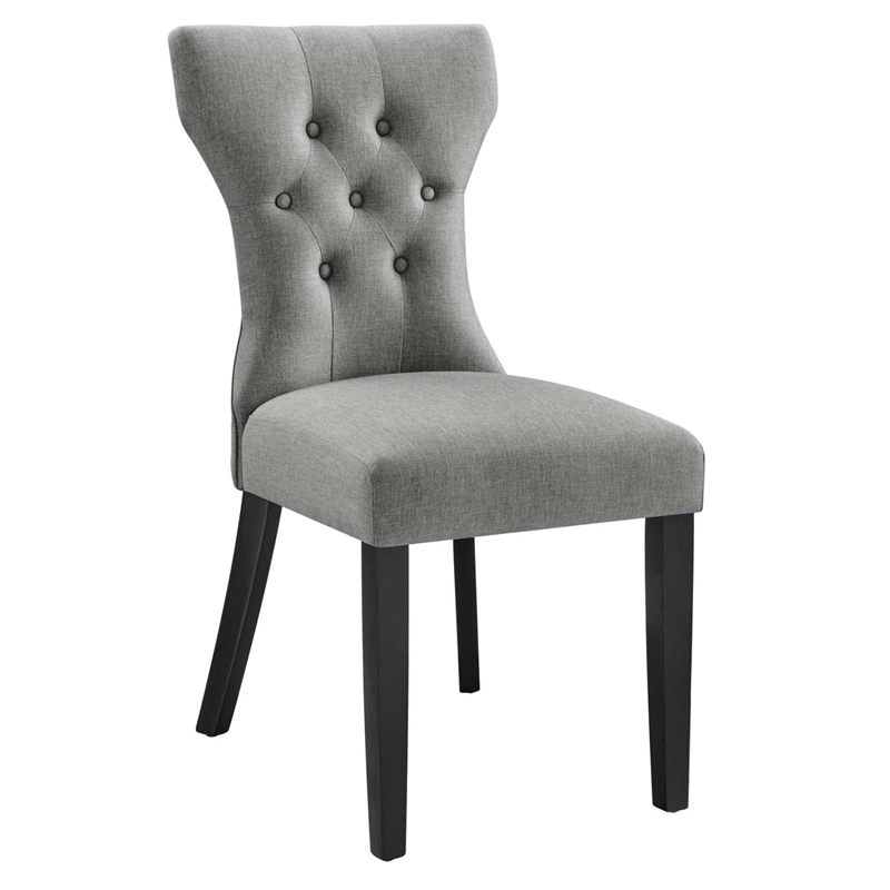 Modway Silhouette Polyester Fabric and Rubberwood Dining Side Chair - Light Gray