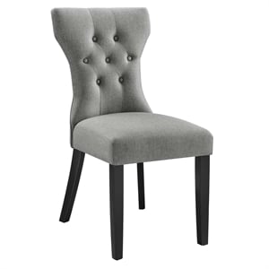 Modway Silhouette Polyester Fabric and Rubberwood Dining Side Chair - Light Gray