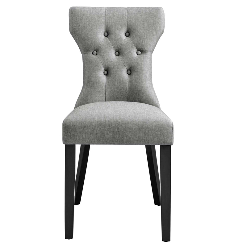 Modway Silhouette Polyester Fabric and Rubberwood Dining Side Chair - Light Gray