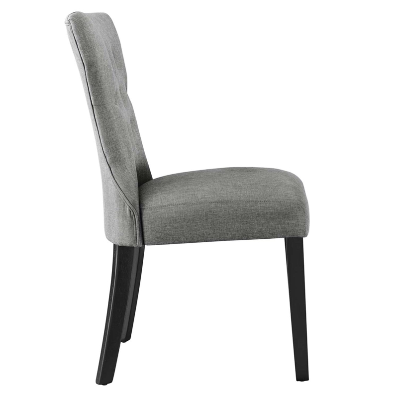 Modway Silhouette Polyester Fabric and Rubberwood Dining Side Chair - Light Gray