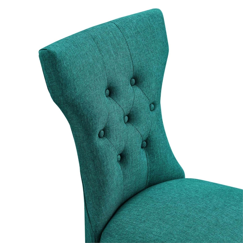 Modway Silhouette Polyester Fabric and Rubberwood Dining Side Chair in Teal