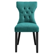 Modway Silhouette Polyester Fabric and Rubberwood Dining Side Chair in Teal