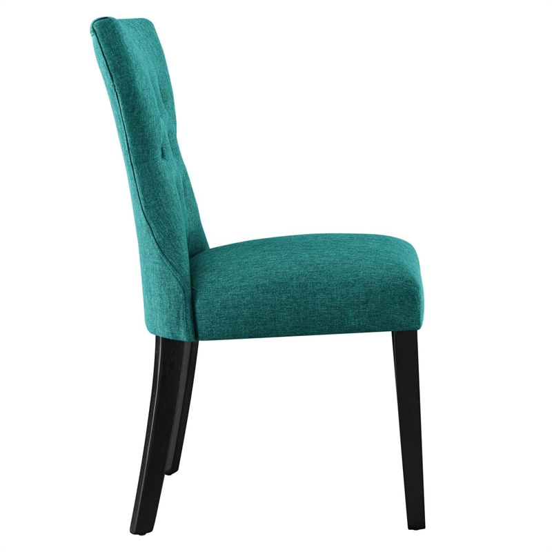 Modway Silhouette Polyester Fabric and Rubberwood Dining Side Chair in Teal