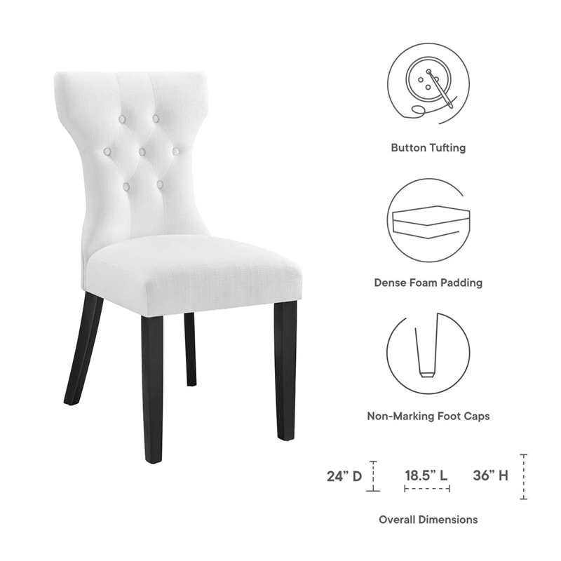 Modway Silhouette Polyester Fabric and Rubberwood Dining Side Chair in White