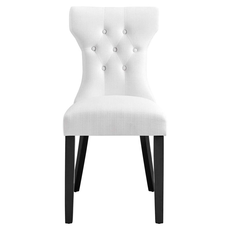 Modway Silhouette Polyester Fabric and Rubberwood Dining Side Chair in White