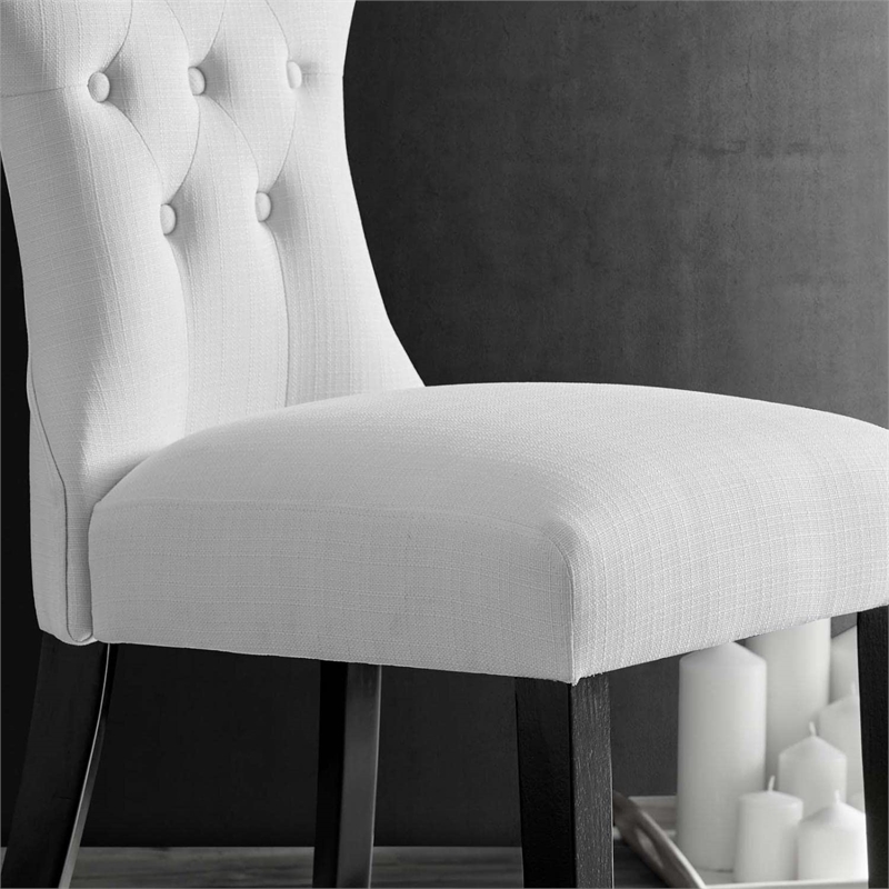 Modway Silhouette Polyester Fabric and Rubberwood Dining Side Chair in White