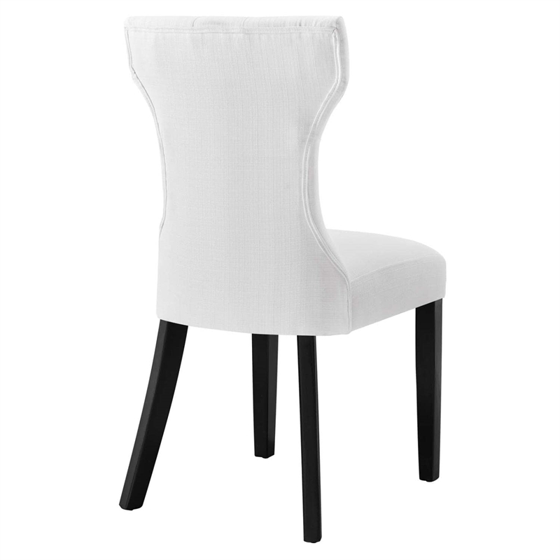 Modway Silhouette Polyester Fabric and Rubberwood Dining Side Chair in White