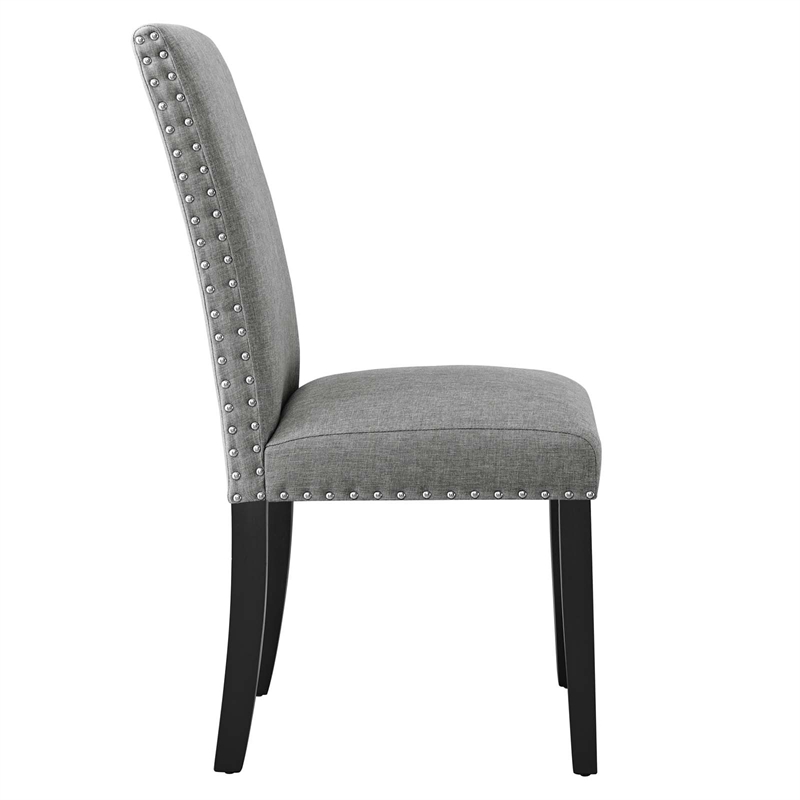Modway Parcel Wood and Upholstered Fabric Dining Side Chair in Light Gray