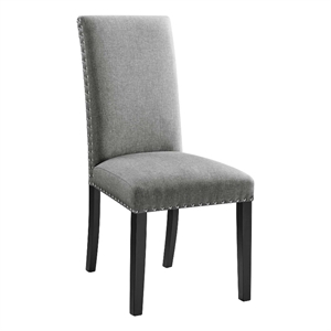 Modway Parcel Wood and Upholstered Fabric Dining Side Chair in Light Gray