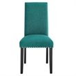 Modway Parcel Wood and Upholstered Fabric Dining Side Chair in Teal