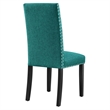 Modway Parcel Wood and Upholstered Fabric Dining Side Chair in Teal