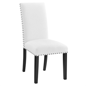 Modway Parcel Wood and Upholstered Fabric Dining Side Chair in White