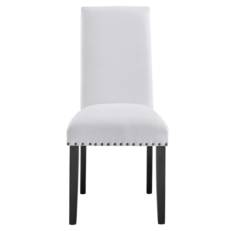 Modway Parcel Wood and Upholstered Fabric Dining Side Chair in White