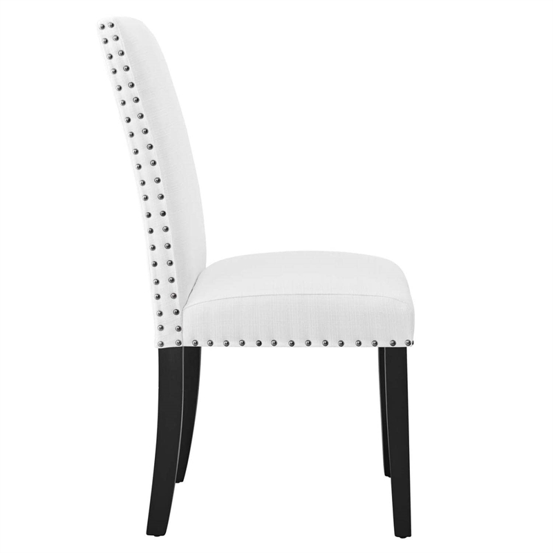 Modway Parcel Wood and Upholstered Fabric Dining Side Chair in White