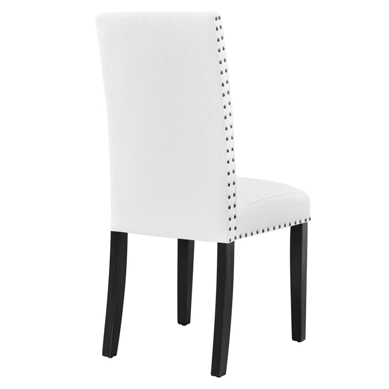 Modway Parcel Wood and Upholstered Fabric Dining Side Chair in White