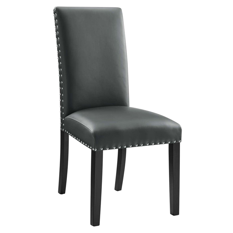 Modway Parcel Wood and Faux Leather Dining Side Chair in Gray