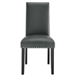 Modway Parcel Wood and Faux Leather Dining Side Chair in Gray