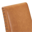 Modway Parcel Wood and Faux Leather Dining Side Chair in Tan