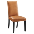 Modway Parcel Wood and Faux Leather Dining Side Chair in Tan