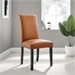 Modway Parcel Wood and Faux Leather Dining Side Chair in Tan