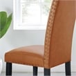 Modway Parcel Wood and Faux Leather Dining Side Chair in Tan
