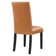 Modway Parcel Wood and Faux Leather Dining Side Chair in Tan