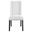 Modway Baron Solid Wood and Polyester Fabric Dining Chairs in White (Set of 2)