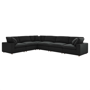 Modway Commix 6-Piece Down Filled Overstuffed Fabric Sectional Sofa Set in Black