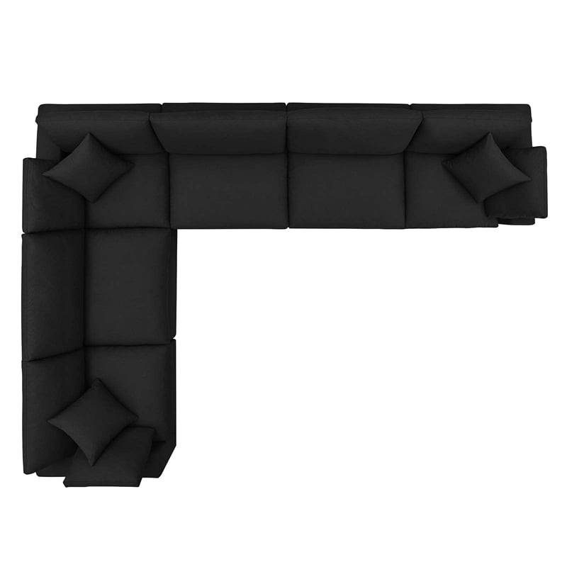 Modway Commix 6-Piece Down Filled Overstuffed Fabric Sectional Sofa Set in Black