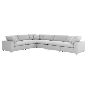 Modway Commix 6-Piece Down Filled Overstuffed Fabric Sectional Sofa Set in Gray
