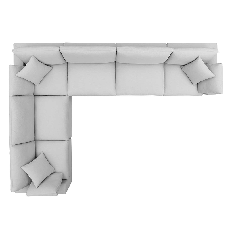 Modway Commix 6-Piece Down Filled Overstuffed Fabric Sectional Sofa Set in Gray