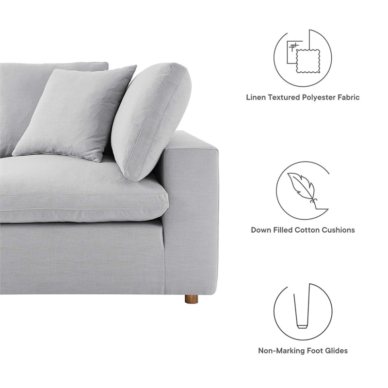 Modway Commix 6-Piece Down Filled Overstuffed Fabric Sectional Sofa Set in Gray