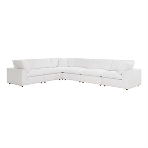 Modway Commix 6-Piece Down Filled Overstuffed Fabric Sectional Sofa Set in White
